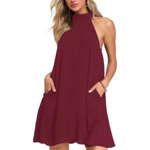 Womens Summer Dresses Halter Neck Sleeveless Casual Beach